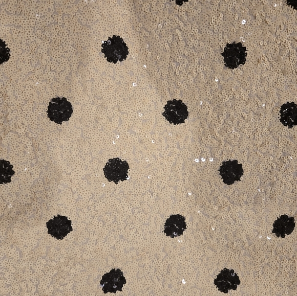 J. Crew Sequin Cream Sweater with Black Polka Dots Sz M - Picture 7 of 9